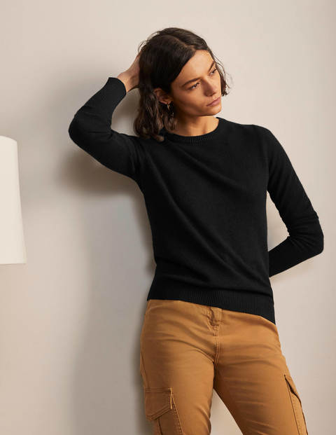 Kaschmirpullover mit Rundhalsausschnitt - Tiefschwarz Kaschmirpullover mit Rundhalsausschnitt - Tiefschwarz