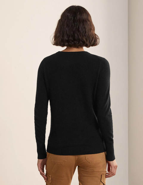 Kaschmirpullover mit Rundhalsausschnitt - Tiefschwarz Kaschmirpullover mit Rundhalsausschnitt - Tiefschwarz