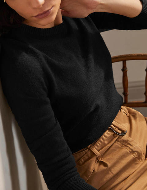 Kaschmirpullover mit Rundhalsausschnitt - Tiefschwarz Kaschmirpullover mit Rundhalsausschnitt - Tiefschwarz