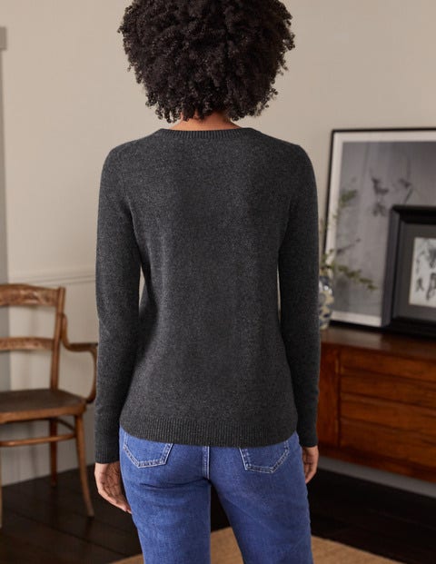 Cashmere Crew Neck Jumper - Black Diamond Cashmere Crew Neck Jumper - Black Diamond