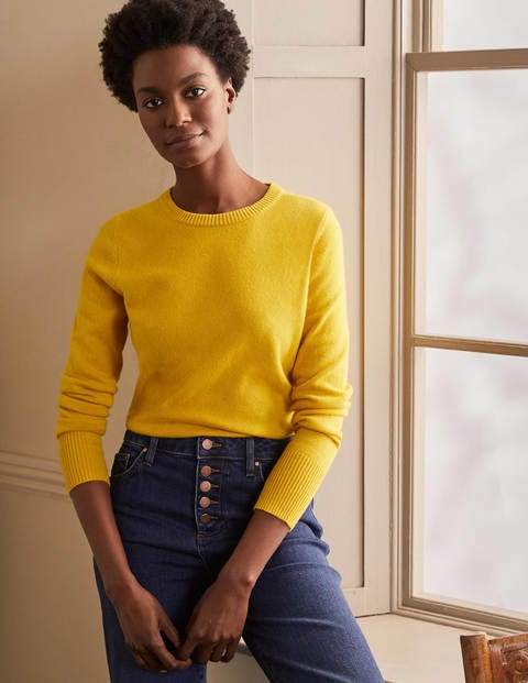 Cashmere Crew Neck Jumper - Citrine Yellow Cashmere Crew Neck Jumper - Citrine Yellow