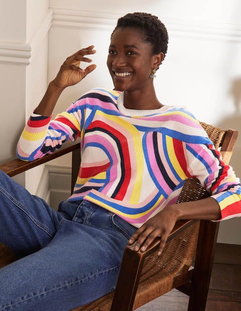 Margot Cashmere Sweater - Agate, Abstract Rainbow