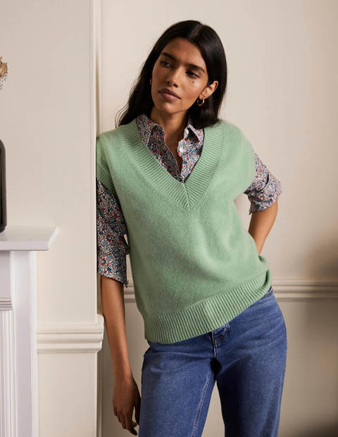 Cashmere Relaxed Sweater Vest - Peridot Green Cashmere Relaxed Sweater Vest - Peridot Green