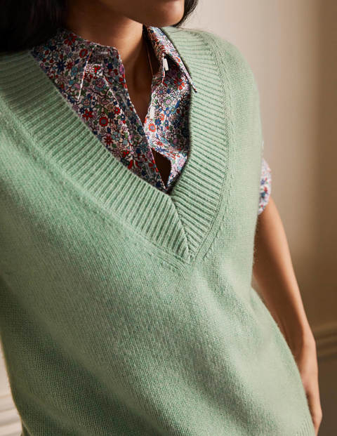 Cashmere Relaxed Sweater Vest - Peridot Green