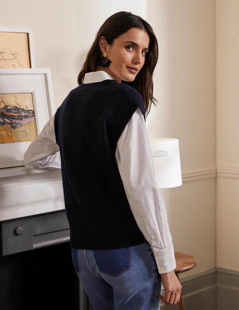 Cashmere Relaxed Tank Top - Navy Cashmere Relaxed Tank Top - Navy