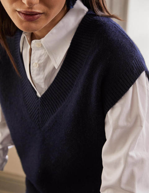 Cashmere Relaxed Tank Top - Navy Cashmere Relaxed Tank Top - Navy