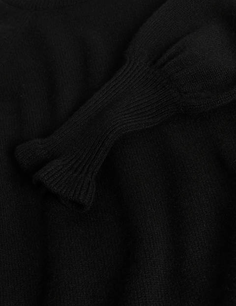 Kaschmirpullover mit Rüschenausschnitt - Tiefschwarz Kaschmirpullover mit Rüschenausschnitt - Tiefschwarz