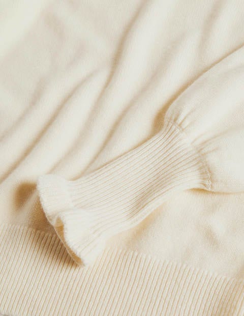 Cashmere Frill Neck Jumper - Pearl Cream Cashmere Frill Neck Jumper - Pearl Cream