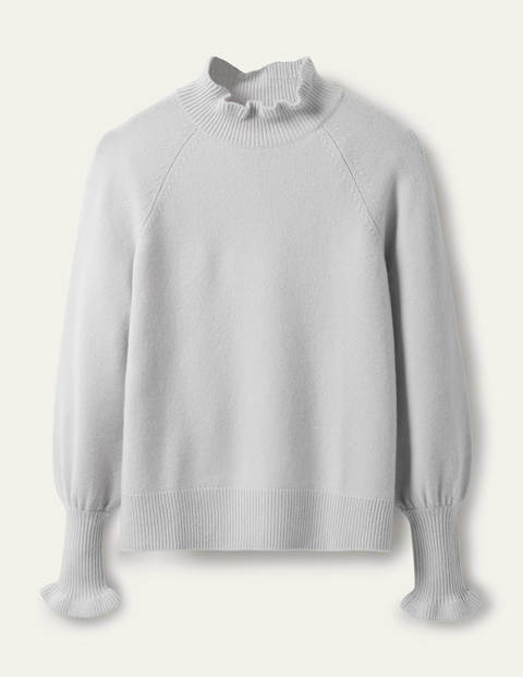 Cashmere Frill Neck Jumper - Blue Opal Cashmere Frill Neck Jumper - Blue Opal