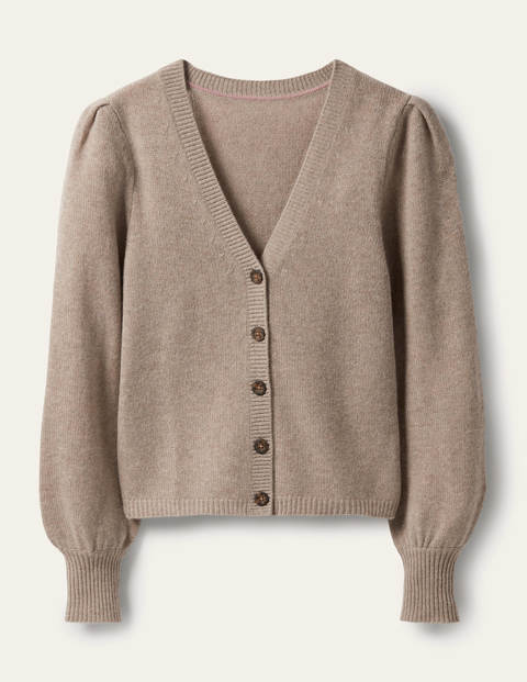 Cashmere Pleat Detail Cardigan - Grey Agate Cashmere Pleat Detail Cardigan - Grey Agate