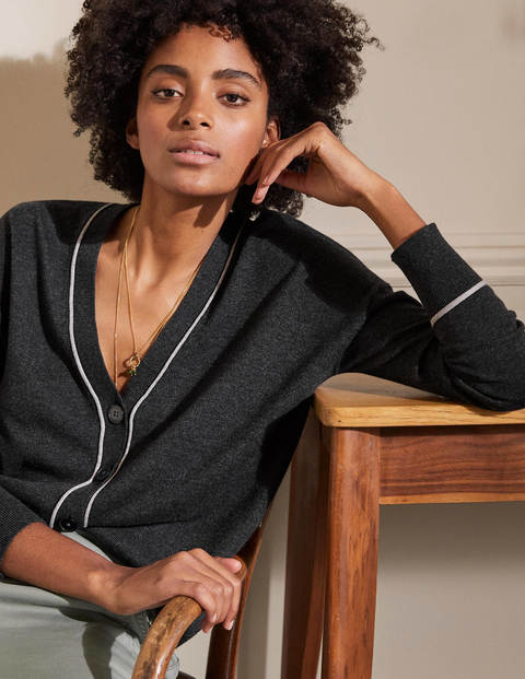 V-neck Relaxed Cardigan - Charcoal Melange V-neck Relaxed Cardigan - Charcoal Melange