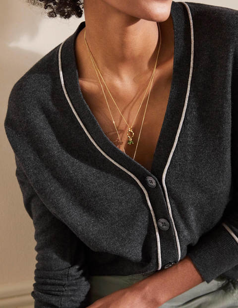 V-neck Relaxed Cardigan - Charcoal Melange V-neck Relaxed Cardigan - Charcoal Melange