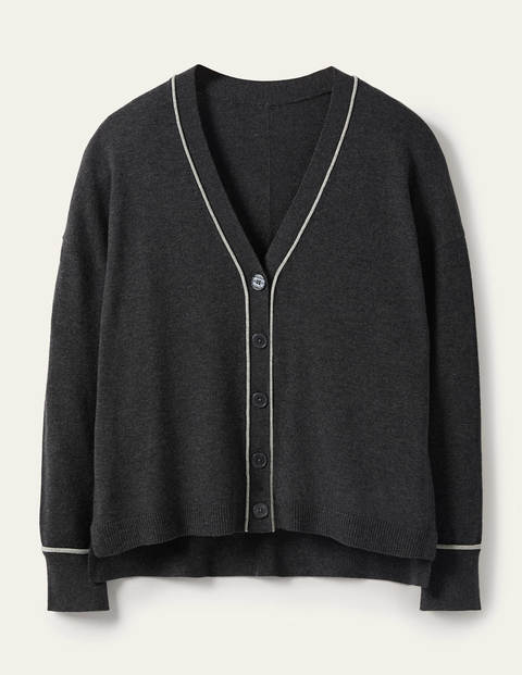 V-neck Relaxed Cardigan - Charcoal Melange V-neck Relaxed Cardigan - Charcoal Melange