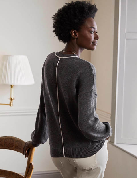 Oversized Crew Neck Sweater - Charcoal Melange Oversized Crew Neck Sweater - Charcoal Melange