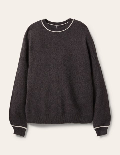 Oversized Crew Neck Sweater - Charcoal Melange Oversized Crew Neck Sweater - Charcoal Melange
