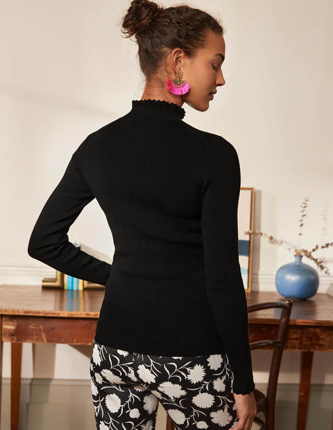 Scallop High Neck Jumper - Black Scallop High Neck Jumper - Black