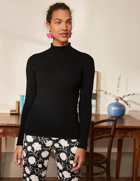 Scallop High Neck Jumper - Black Scallop High Neck Jumper - Black