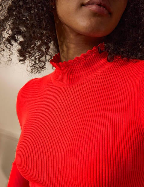 Scallop High Neck Jumper - Cherry Red Scallop High Neck Jumper - Cherry Red