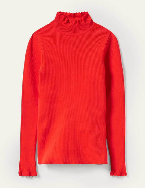 Scallop High Neck Jumper - Cherry Red Scallop High Neck Jumper - Cherry Red