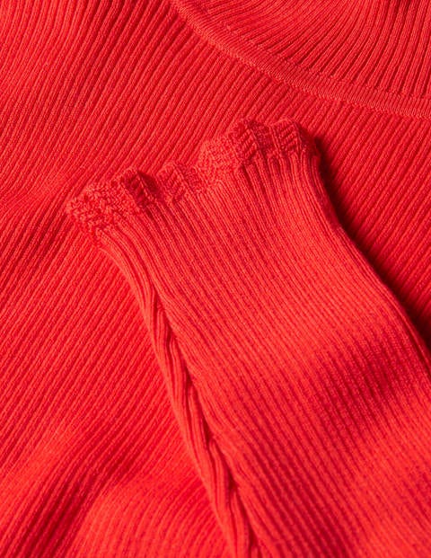 Scallop High Neck Jumper - Cherry Red Scallop High Neck Jumper - Cherry Red