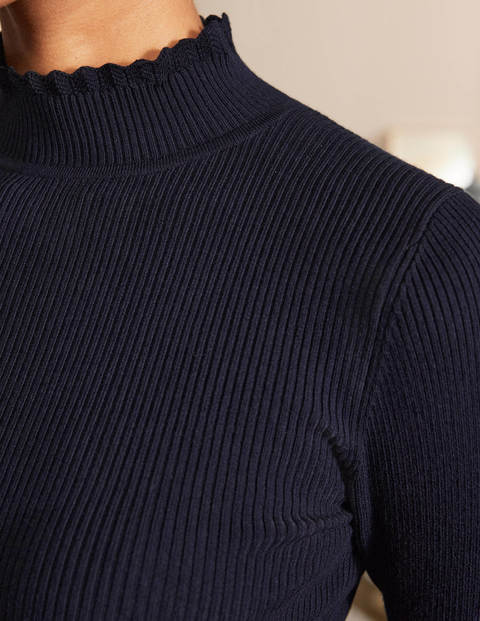Scallop High Neck Jumper - Navy Scallop High Neck Jumper - Navy