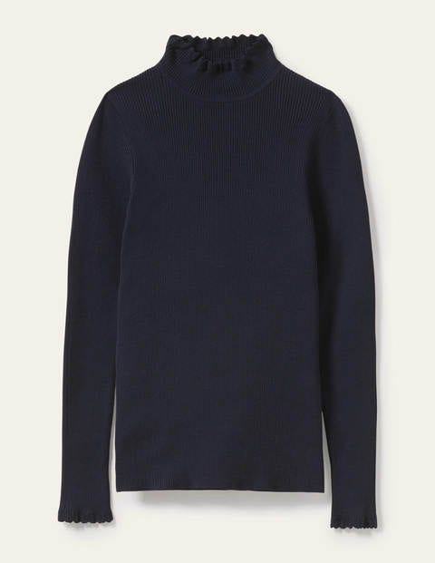 Scallop High Neck Jumper - Navy Scallop High Neck Jumper - Navy