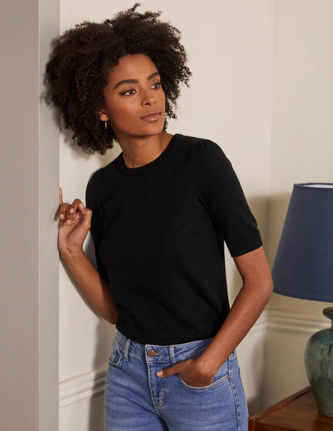 Cotton Crew Knitted Top - Black Cotton Crew Knitted Top - Black
