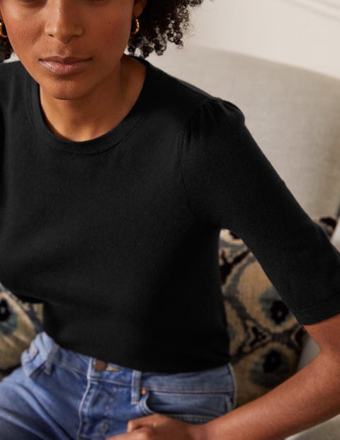 Cotton Crew Knitted Top - Black Cotton Crew Knitted Top - Black