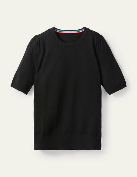 Cotton Crew Knitted Top - Black Cotton Crew Knitted Top - Black