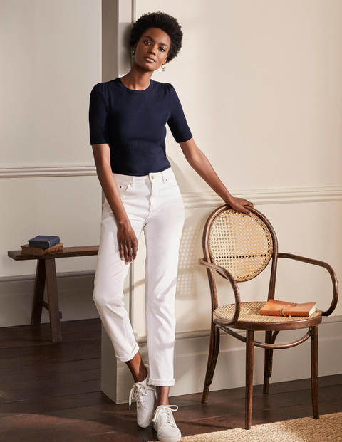 Cotton Crew Knitted Top - Navy Cotton Crew Knitted Top - Navy