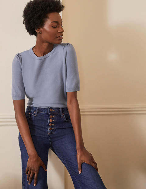 Cotton Crew Knitted Top - River Cotton Crew Knitted Top - River