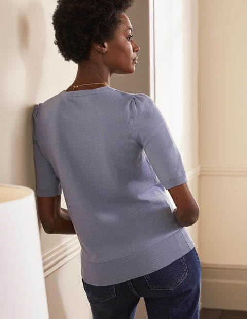 Cotton Crew Knitted Top - River Cotton Crew Knitted Top - River