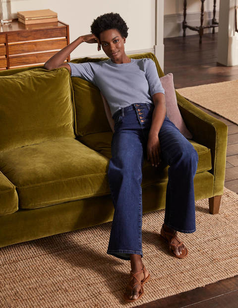 Cotton Crew Knitted Top - River Cotton Crew Knitted Top - River
