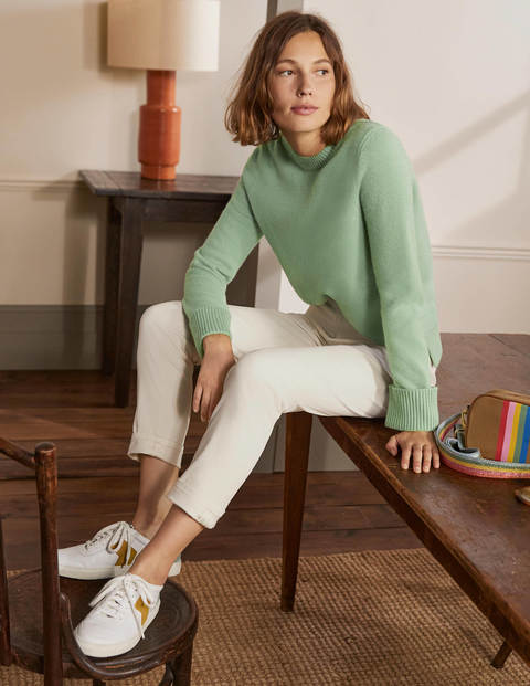 Cashmere Cuff Detail Sweater - Peridot Green