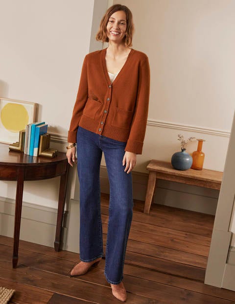 Cashmere Cuff Detail Cardigan - Carnelian Red Cashmere Cuff Detail Cardigan - Carnelian Red