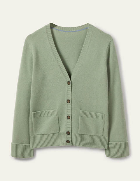 Kaschmircardigan mit breiten Bündchen - Peridotgrün Kaschmircardigan mit breiten Bündchen - Peridotgrün