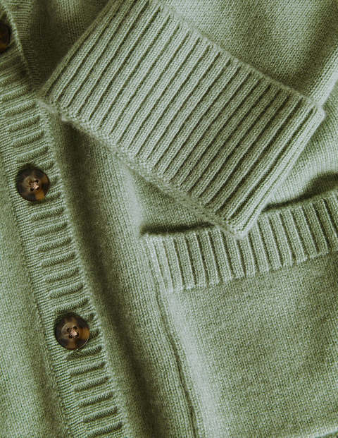Kaschmircardigan mit breiten Bündchen - Peridotgrün Kaschmircardigan mit breiten Bündchen - Peridotgrün