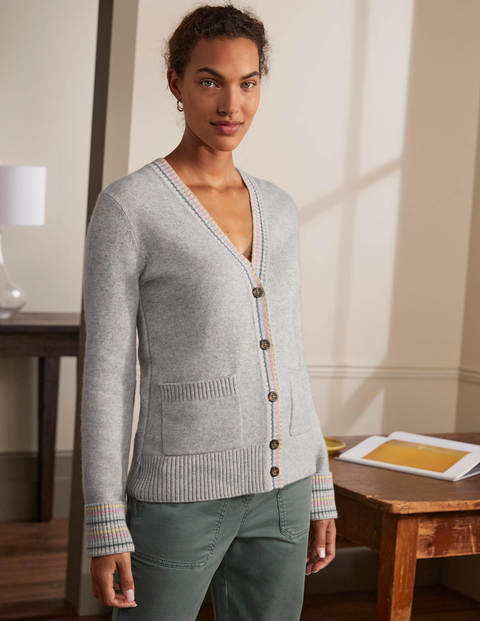 Kaschmircardigan mit breiten Bündchen - Quarzgrau Kaschmircardigan mit breiten Bündchen - Quarzgrau