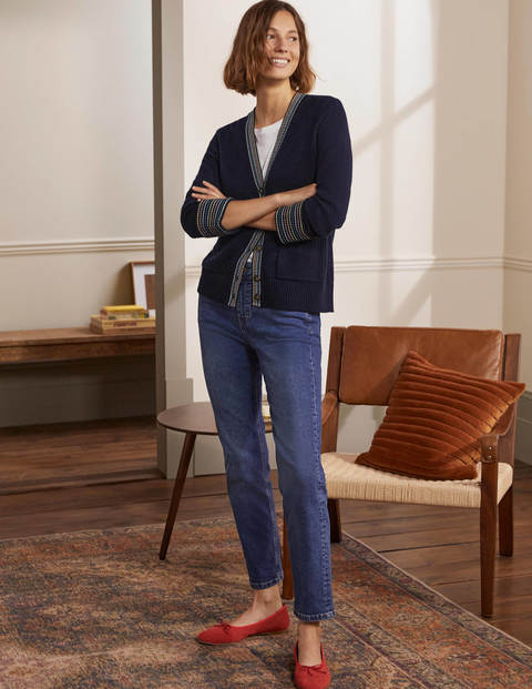 Kaschmircardigan mit breiten Bündchen - Saphirblau Kaschmircardigan mit breiten Bündchen - Saphirblau
