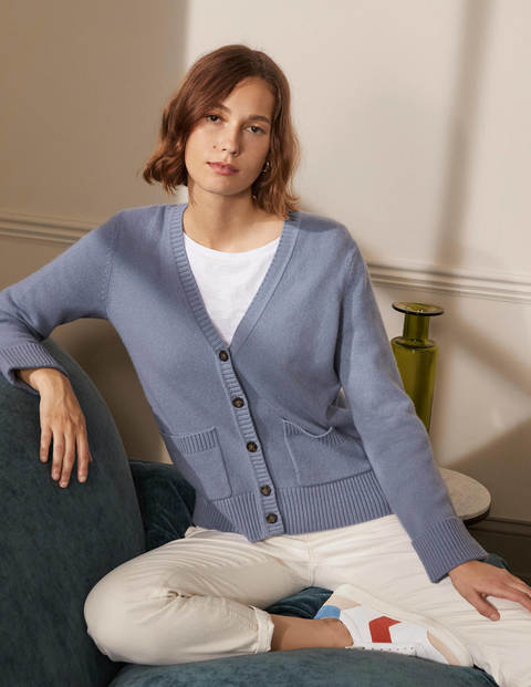 Cashmere Cuff Detail Cardigan - Lapis Light Blue Cashmere Cuff Detail Cardigan - Lapis Light Blue