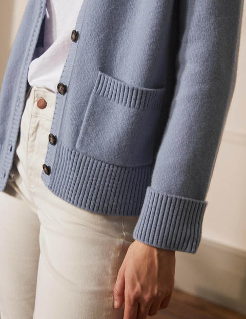 Cashmere Cuff Detail Cardigan - Lapis Light Blue Cashmere Cuff Detail Cardigan - Lapis Light Blue