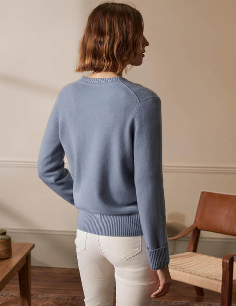 Cashmere Cuff Detail Cardigan - Lapis Light Blue Cashmere Cuff Detail Cardigan - Lapis Light Blue