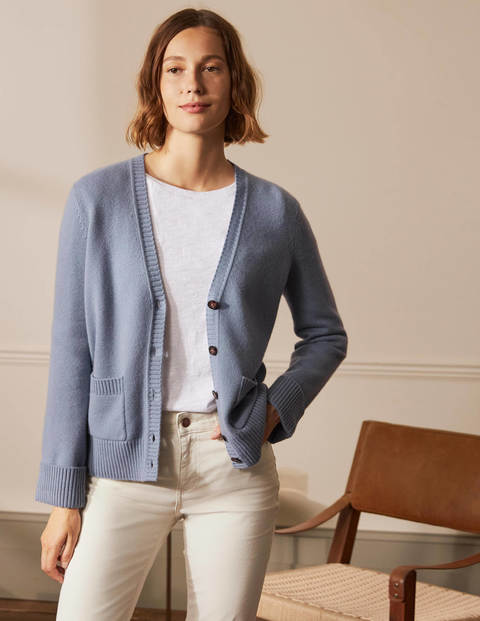 Cashmere Cuff Detail Cardigan - Lapis Light Blue Cashmere Cuff Detail Cardigan - Lapis Light Blue