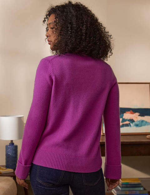 Kaschmircardigan mit breiten Bündchen - Amethystviolett Kaschmircardigan mit breiten Bündchen - Amethystviolett