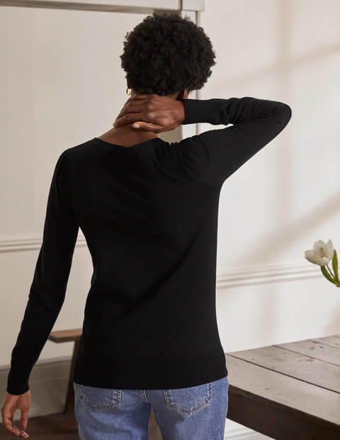 Baumwollpullover mit V-Ausschnitt - Schwarz Baumwollpullover mit V-Ausschnitt - Schwarz