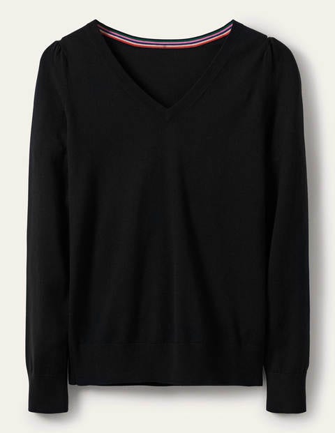 Baumwollpullover mit V-Ausschnitt - Schwarz Baumwollpullover mit V-Ausschnitt - Schwarz