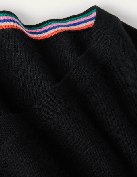 Baumwollpullover mit V-Ausschnitt - Schwarz Baumwollpullover mit V-Ausschnitt - Schwarz