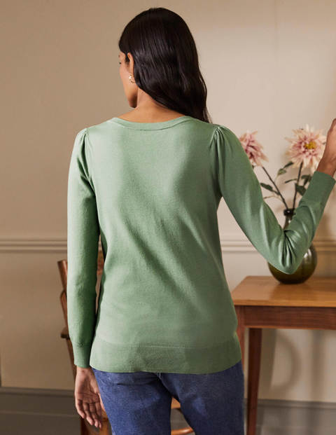 Cotton V-neck Jumper - Duck Egg Cotton V-neck Jumper - Duck Egg