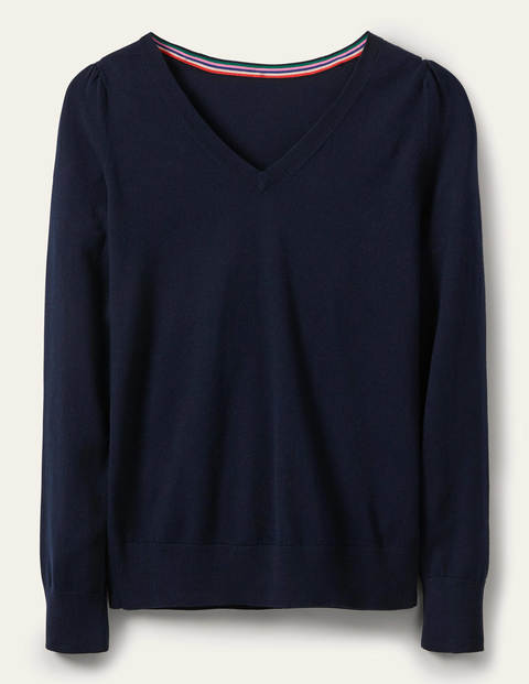 Baumwollpullover mit V-Ausschnitt - Navy Baumwollpullover mit V-Ausschnitt - Navy