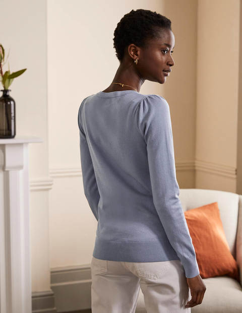 Cotton V-neck Jumper - River Cotton V-neck Jumper - River